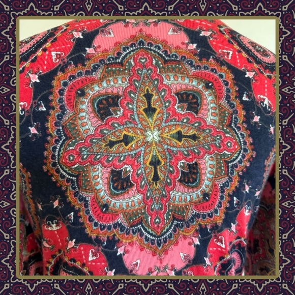 TALBOTS 100% Merino Wool Beautiful Print 3/4 Sleeve Spring Sweater - Picture 5 of 6